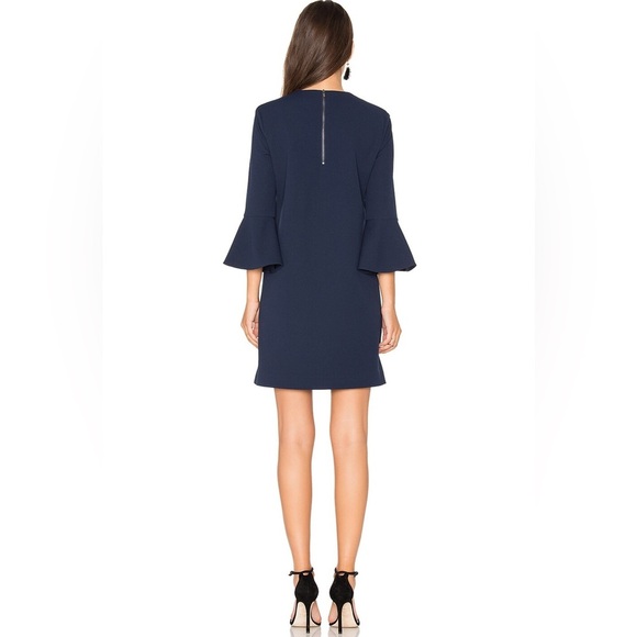 Tibi Bell Sleeve Sheath Dress Midnight Navy Blue Size 10 Office Career Cocktail - Picture 6 of 12